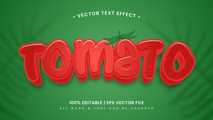 Poster - Tomato vegetable 3d text style effect. Editable illustrator text style.