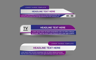 Wall Mural - set collection vector of broadcast news lower thirds template layout design banner for bar headline 