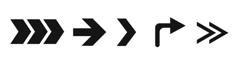 Poster - Arrows black set icons. Arrow collection. Modern simple arrows.