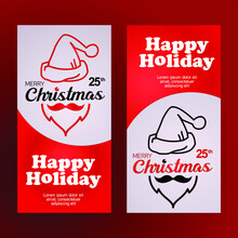 Christmas Vertical Banner Template With Cartoon Fun Santa Element Vector
