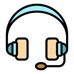 Poster - Accessory headset icon. Outline accessory headset vector icon color flat isolated
