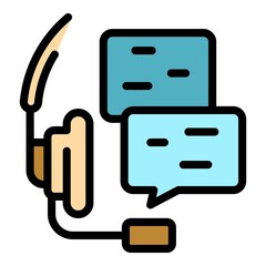 Poster - Headset audio call icon. Outline headset audio call vector icon color flat isolated