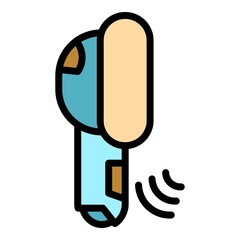 Poster - Headset wireless icon. Outline headset wireless vector icon color flat isolated