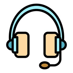 Poster - Home headset icon. Outline home headset vector icon color flat isolated