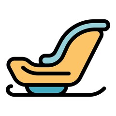 Poster - Santa claus sleigh icon. Outline santa claus sleigh vector icon color flat isolated