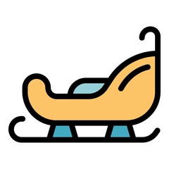 Poster - Ride sleigh icon. Outline ride sleigh vector icon color flat isolated