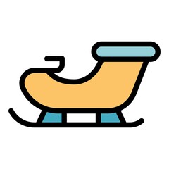 Poster - Delivery santa sleigh icon. Outline delivery santa sleigh vector icon color flat isolated