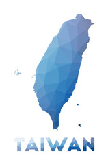 Poster - Low poly map of Taiwan. Geometric illustration of the country. Taiwan polygonal map. Technology, internet, network concept. Vector illustration.