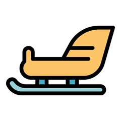 Poster - Holiday santa sleigh icon. Outline holiday santa sleigh vector icon color flat isolated