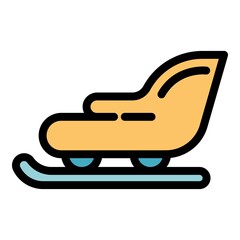 Poster - Funny santa sleigh icon. Outline funny santa sleigh vector icon color flat isolated
