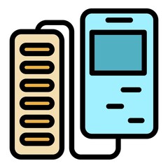 Poster - Power bank icon. Outline power bank vector icon color flat isolated