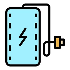Poster - External power bank icon. Outline external power bank vector icon color flat isolated