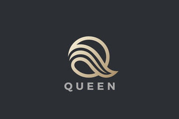 Poster - letter q logo design vector template luxury style. gold logotype concept symbol icon