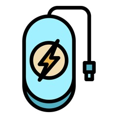 Poster - Wireless charge power bank icon. Outline wireless charge power bank vector icon color flat isolated
