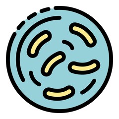 Poster - Cell microorganism icon. Outline cell microorganism vector icon color flat isolated