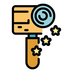 Poster - Action camera product review icon. Outline action camera product review vector icon color flat isolated