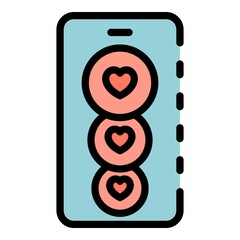 Poster - Smartphone product review icon. Outline smartphone product review vector icon color flat isolated