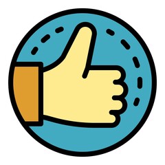 Poster - Thumb up product review icon. Outline thumb up product review vector icon color flat isolated