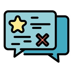 Poster - Chat reputation product review icon. Outline chat reputation product review vector icon color flat isolated