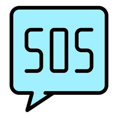 Poster - Sos chat icon. Outline sos chat vector icon color flat isolated