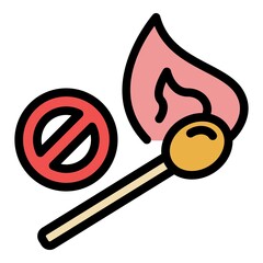 Poster - flame wood matches icon. outline flame wood matches vector icon color flat isolated