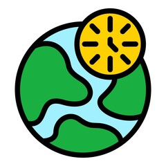 Poster - Global stopwatch icon. Outline global stopwatch vector icon color flat isolated