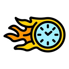 Poster - Fire stopwatch icon. Outline fire stopwatch vector icon color flat isolated