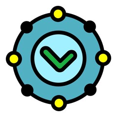 Poster - Approved stopwatch icon. Outline approved stopwatch vector icon color flat isolated