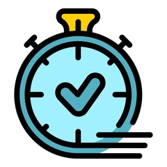 Poster - Approved timer icon. Outline approved timer vector icon color flat isolated