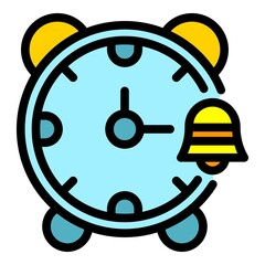 Poster - Alarm clock icon. Outline alarm clock vector icon color flat isolated