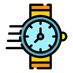 Poster - Hand watch timer icon. Outline hand watch timer vector icon color flat isolated