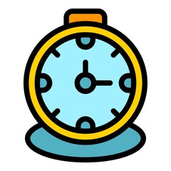 Poster - Sleeping alarm clock icon. Outline sleeping alarm clock vector icon color flat isolated