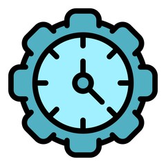 Poster - Gear wheel stopwatch icon. Outline gear wheel stopwatch vector icon color flat isolated