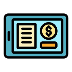Poster - Tablet subscription icon. Outline tablet subscription vector icon color flat isolated