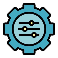 Poster - Adaptation cog icon. Outline adaptation cog vector icon color flat isolated