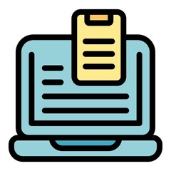 Poster - Adaptation laptop smartphone icon. Outline adaptation laptop smartphone vector icon color flat isolated
