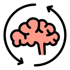 Poster - Adaptation brain icon. Outline adaptation brain vector icon color flat isolated