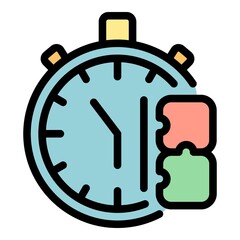 Poster - Stopwatch adaptation icon. Outline stopwatch adaptation vector icon color flat isolated