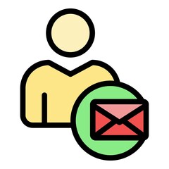 Poster - Mail request icon. Outline mail request vector icon color flat isolated