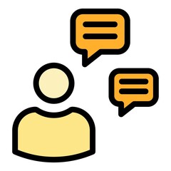 Poster - Computer chat request icon. Outline computer chat request vector icon color flat isolated