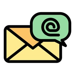 Poster - Chat envelope icon. Outline chat envelope vector icon color flat isolated