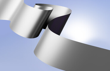 Poster - Abstract background. Light background with ribbon. Silvery ribbon wriggles. 3d background or texture. Abstract pattern for site. Three-dimensional light wallpaper. 3d rendering.