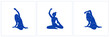 Boho Women In Yoga Asanas. Blue Silhouettes Of Female Body. Design For Posters. 