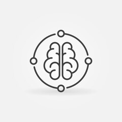 Poster - AI Brain Neural Network vector concept round line icon