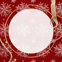 Poster - Red season's greetings snowflake frame, remix of photography by Wilson Bentley