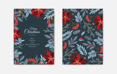 Wall Mural - Collection of christmas greeting cards with christmas elements