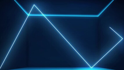 Poster - Abstract Glowing Lines in a 3D Rendered Room with Glow and Neon Lights. Modern random lights 4K Animation in a Room