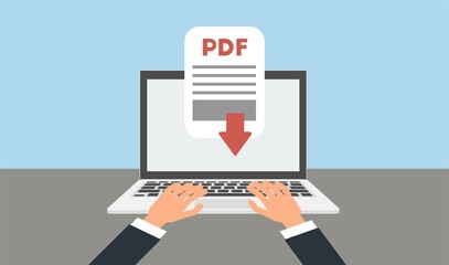 Poster - Pdf document download on the laptop concept.