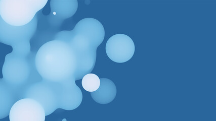 Poster - abstract 3d fluid metaball shape with bluish balls. synthwave liquid organic droplets with gradient 