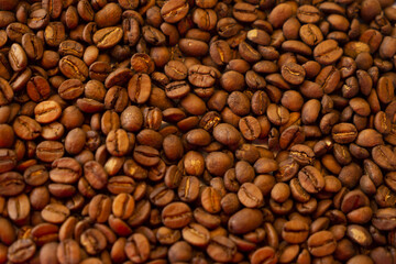 Canvas Print - Top view of roasted coffee be